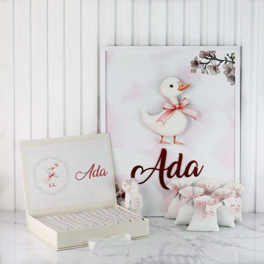 Ördek Temalı Çikolata, Ledli Çerçeveli Kapı Süsü ve Lavanta Kesesi
