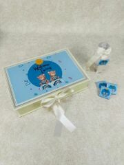 İkizler Temalı Dikdörtgen Kutuda Erkek Bebek Çikolatası