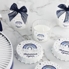 Gökkuşağı Temalı Metal Kutuda Çikolata, Açacaklı Magnet ve Mika Mum Seti
