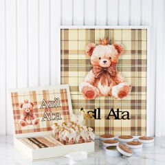 Ayıcık Temalı Çikolata, Ledli Kapı Süsü, Metal Mum ve Kolonya Şişesi