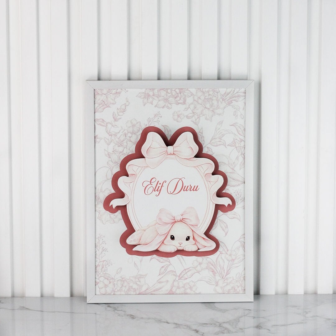 Tavşan Temalı Çerçeveli Kapı Süsü