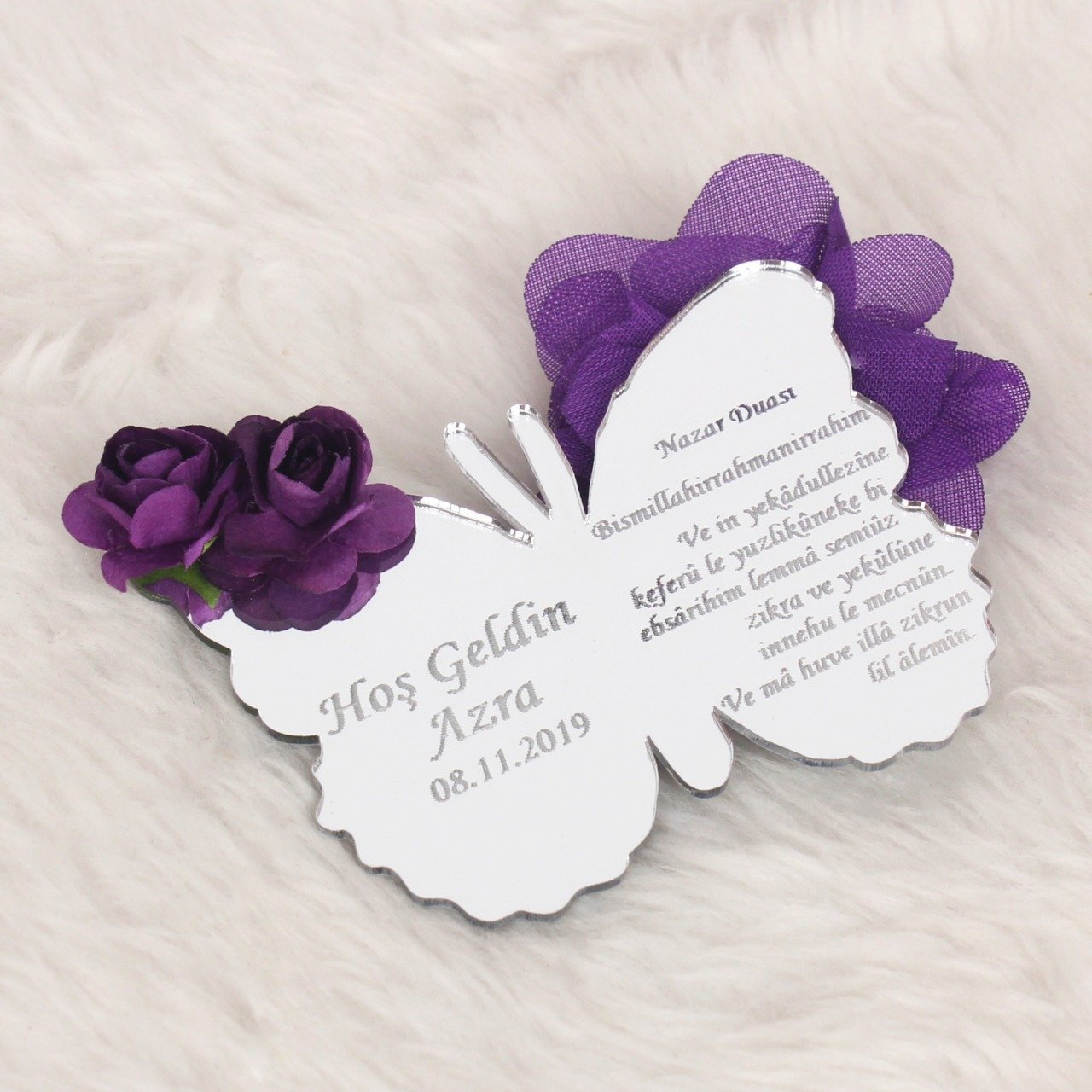 Kelebek Temalı Aynalı Kız Bebek Magneti