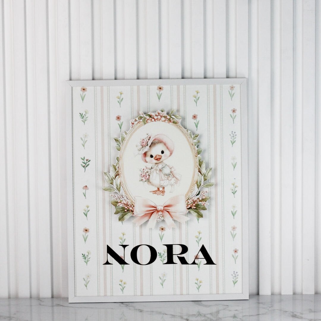 Ördek Temalı Çerçeveli Kız Bebek Kapı Süsü