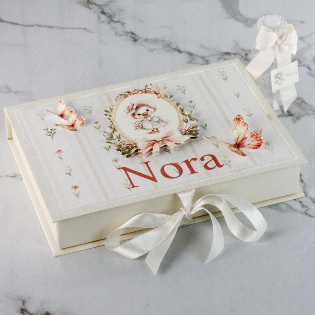 Ördek Temalı Dikdörtgen Kutuda Kız Bebek Çikolatası