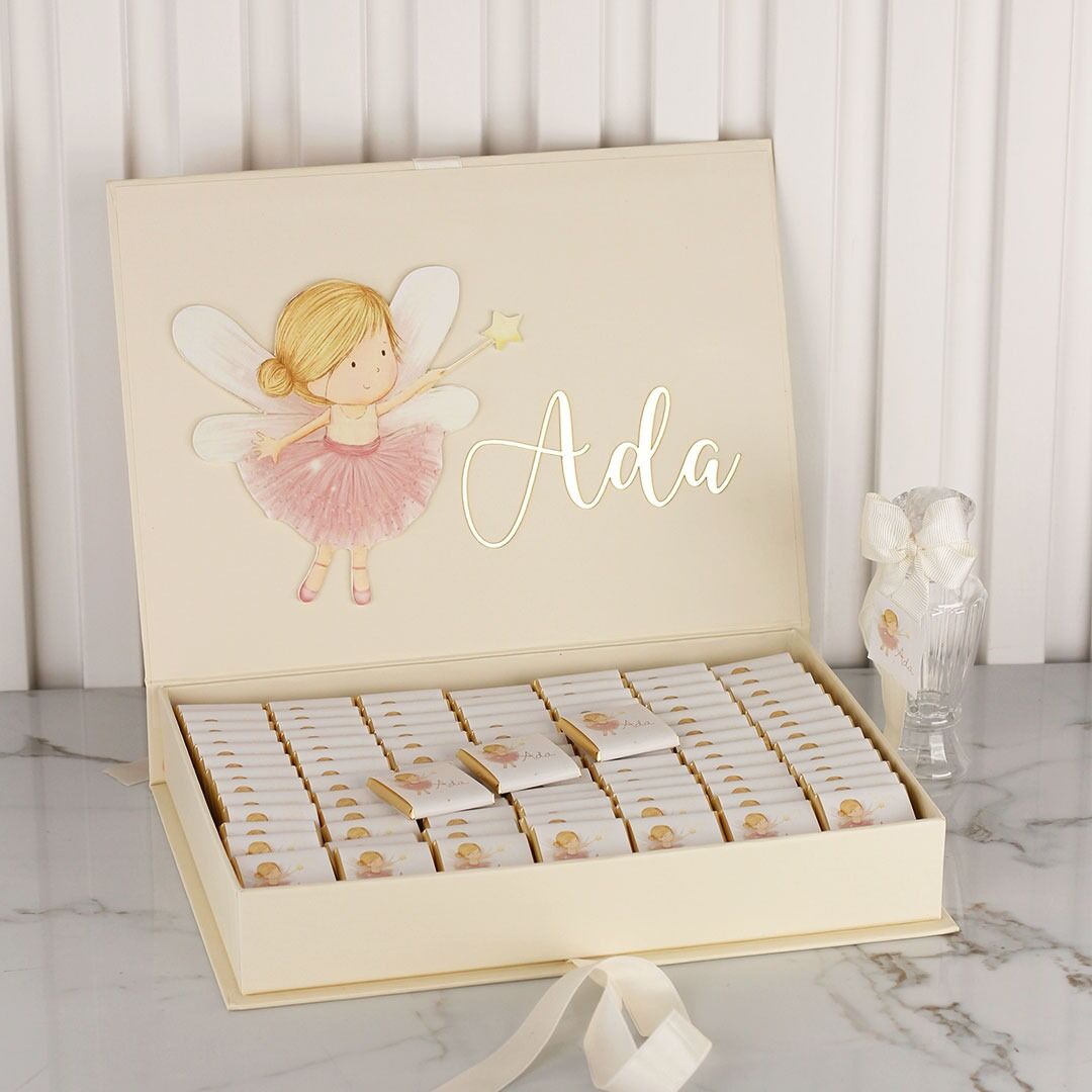 Peri Kızı Temalı Dikdörtgen Kutuda Kız Bebek Çikolatası