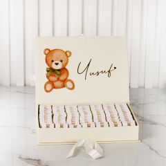 Ayıcık Temalı Dikdörtgen Kutuda Erkek Bebek Çikolatası