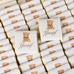 Ayıcık Temalı Dikdörtgen Kutuda Erkek Bebek Çikolatası