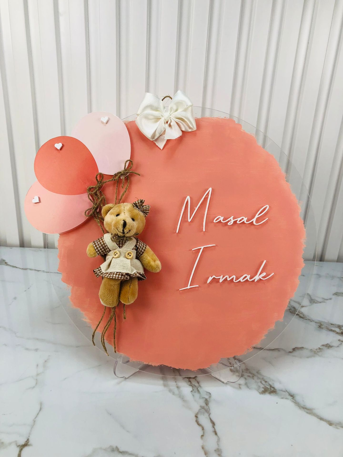 Ayıcık Temalı Kız Bebek Kapı Süsü