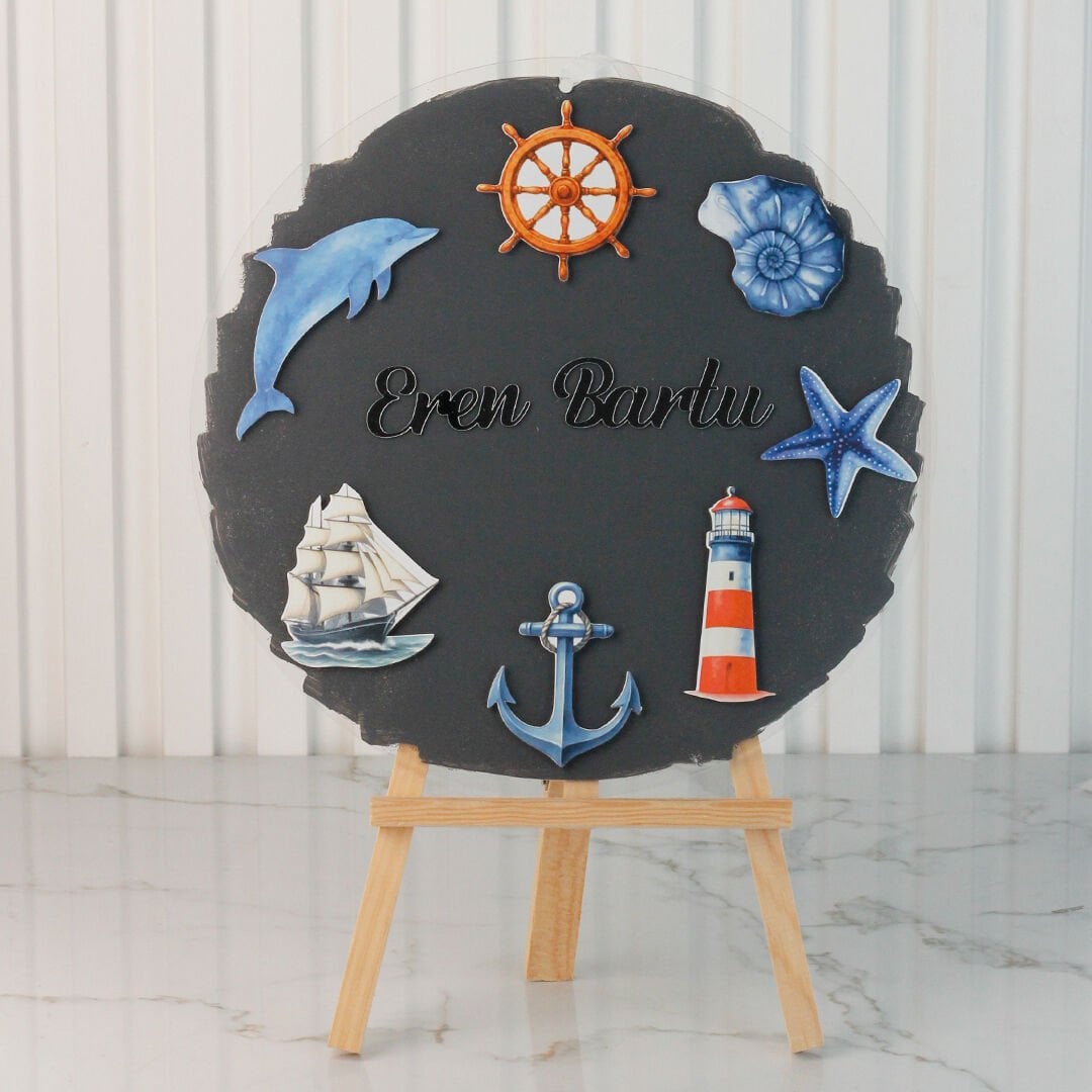 Deniz Temalı Erkek Bebek Kapı Süsü