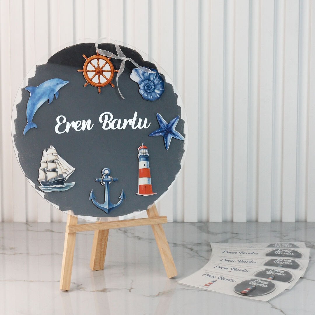 Deniz Temalı Kapı Süsü ve Şeffaf Magnet Seti