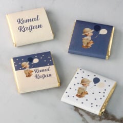 Çocuk Temalı Ahşap Kutuda Erkek Bebek Çikolatası