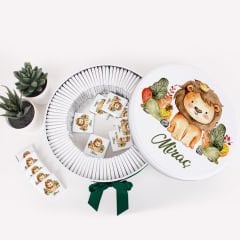 Aslan Temalı Baskılı Metal Kutuda Erkek Bebek Çikolatası