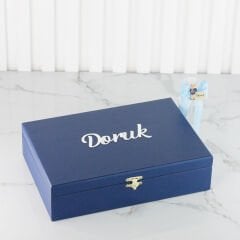 Ayıcık Temalı Ahşap Kutuda Erkek Bebek Çikolatası