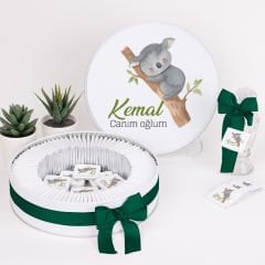 Hayvan Temalı Baskılı Metal Kutuda Erkek Bebek Çikolatası