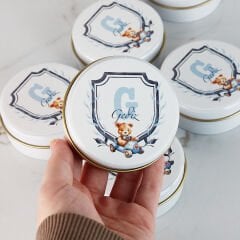 Ayıcık Temalı Erkek Bebek Metal Mum