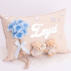 Ayıcık Temalı İsme Özel Erkek Bebek Takı Yastığı