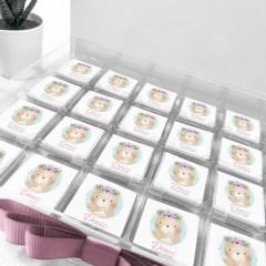 Ayıcık Temalı Pleksi Kutuda Kız  Bebek Çikolası