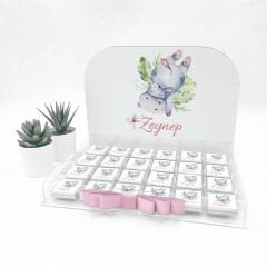 Hayvan Temalı Pleksi Kutuda Kız  Bebek Çikolatası