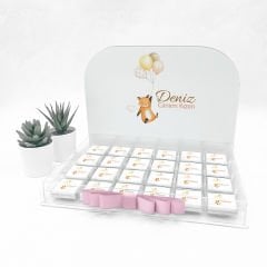 Balon Temalı Pleksi Kutuda Kız  Bebek Çikolatası