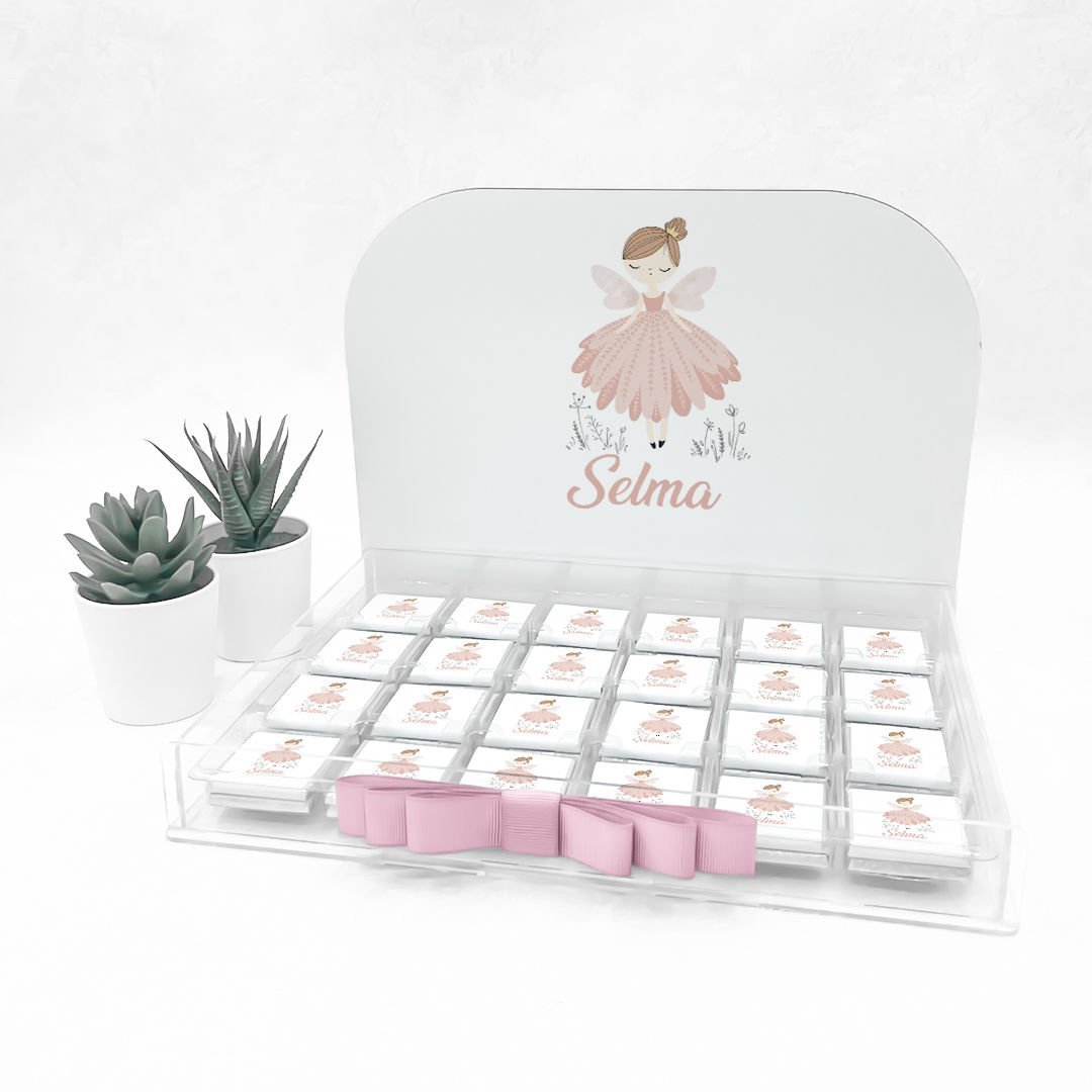 Melek Temalı Pleksi Kutuda Kız  Bebek Çikolatası