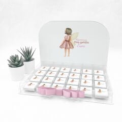 Melek Temalı Pleksi Kutuda Kız  Bebek Çikolatası