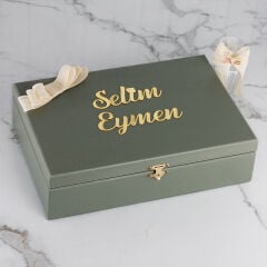 Ayıcık Temalı Ahşap Kutuda Erkek Bebek Çikolatası