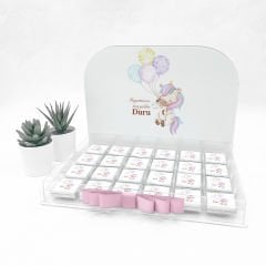Unicorn Temalı Pleksi Kutuda Kız  Bebek Çikolatası