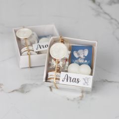 Fil Temalı Kutuda Atlı Karınca, Mum ve Çikolatalı Set