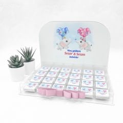 İkizler Temalı Pleksi Kutuda Kız  Bebek Çikolatası