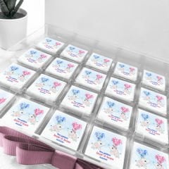 İkizler Temalı Pleksi Kutuda Kız  Bebek Çikolatası