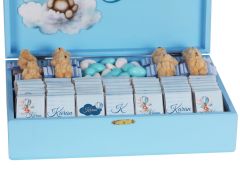 Ayıcık Temalı Ahşap Kutuda Erkek Bebek Çikolatası