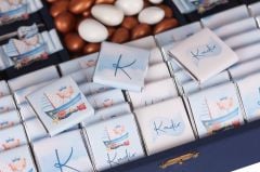 Deniz Temalı Ahşap Kutuda Erkek Bebek Çikolatası