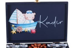 Deniz Temalı Ahşap Kutuda Erkek Bebek Çikolatası