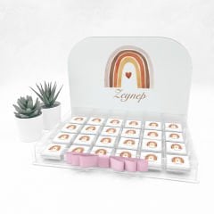 Gökkuşağı Temalı Pleksi Kutuda Kız  Bebek Çikolatası