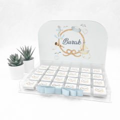 Deniz Temalı Pleksi Kutuda Erkek  Bebek Çikolatası
