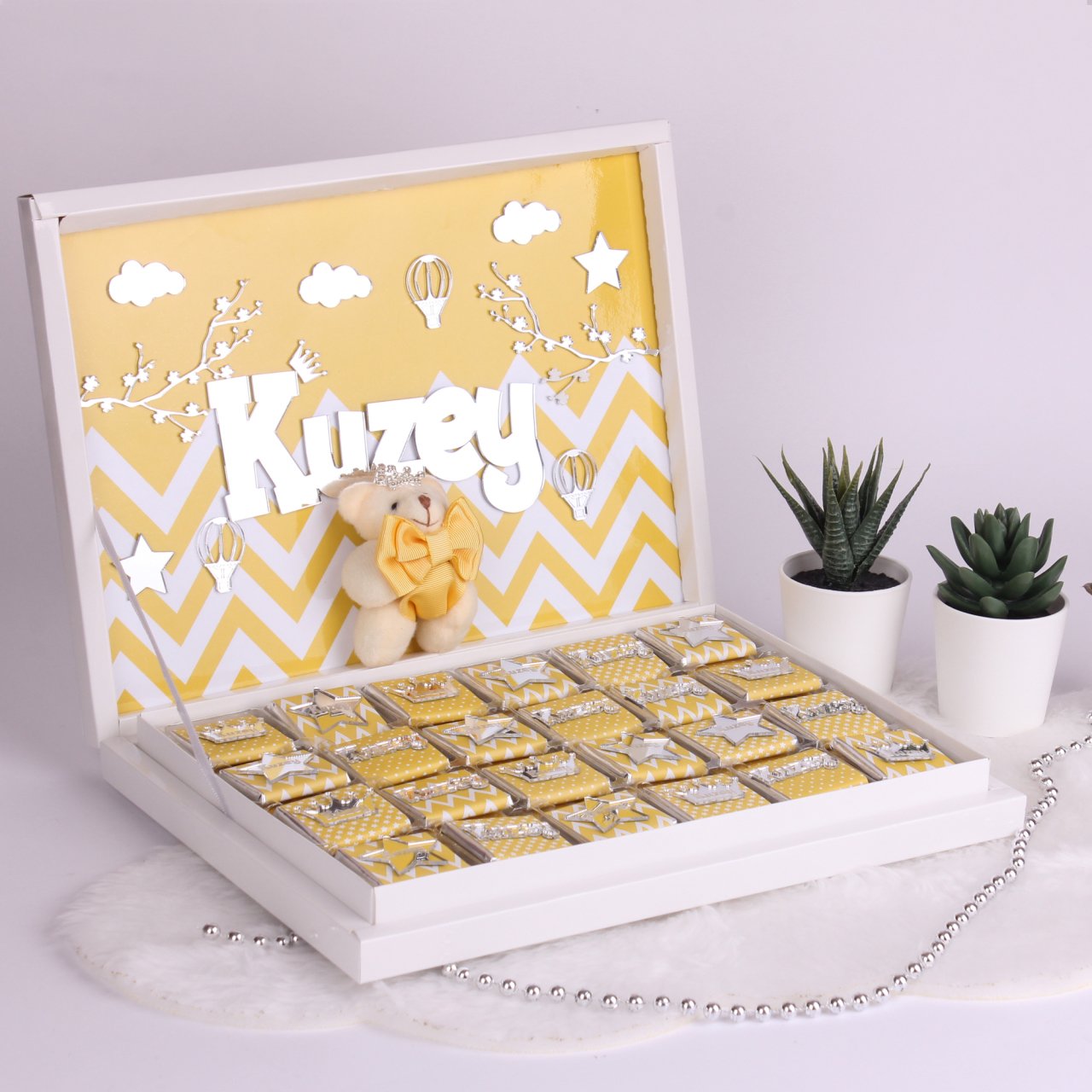 Ayıcık Temalı Karton Kutuda Erkek Bebek Çikolatası