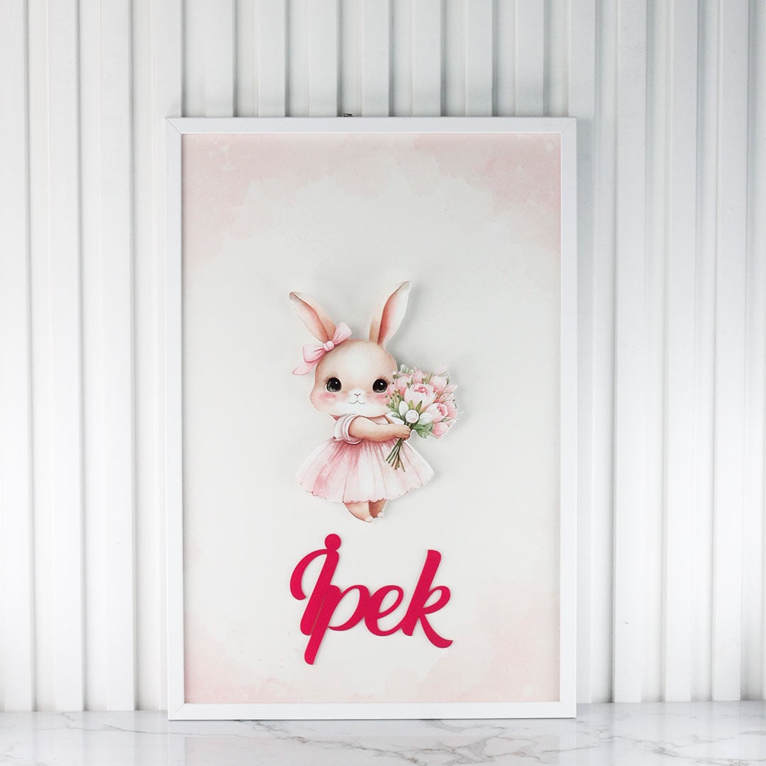 Tavşan Temalı Ledli Kız Bebek Kapı Süsü