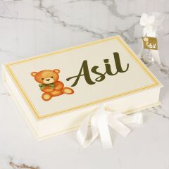 Ayıcık Temalı Dikdörtgen Kutuda Erkek Bebek Çikolatası