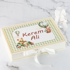 Ayıcık Temalı Dikdörtgen Kutuda Çikolata ve Kartlı Şeffaf Pleksi Magnet