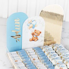 Ayıcık Temalı Pleksi Kutuda Erkek Bebek Çikolatası