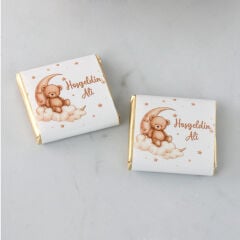 Ayıcık Temalı Metal Kutuda Çikolata ve Kartlı Şeffaf Magnet
