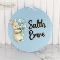 Tavşan Temalı Erkek Bebek Kapı Süsü