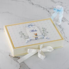 Ördek Temalı Dikdörtgen Kutuda Erkek Bebek Çikolatası