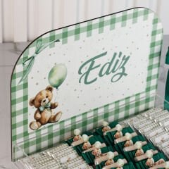 Ayıcık Temalı Pleksi Kutuda Erkek Bebek Çikolatası