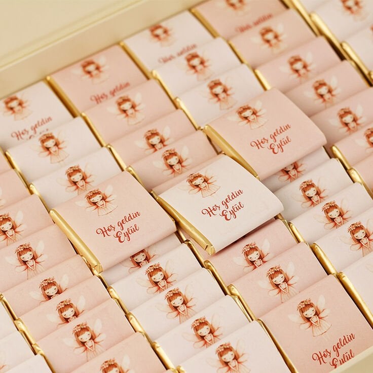 Peri Kızı Temalı Dikdörtgen Kutuda Kız Bebek Çikolatası