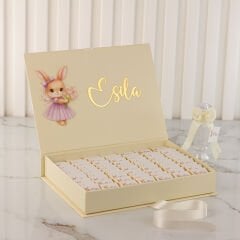 Tavşan Temalı Dikdörtgen Kutuda Kız Bebek Çikolatası