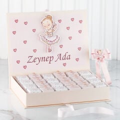 Balerin Temalı Kabartmalı Dikdörtgen Kutuda Kız Bebek Çikolatası