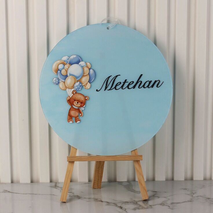 Ayıcık Temalı Erkek Bebek Kapı Süsü