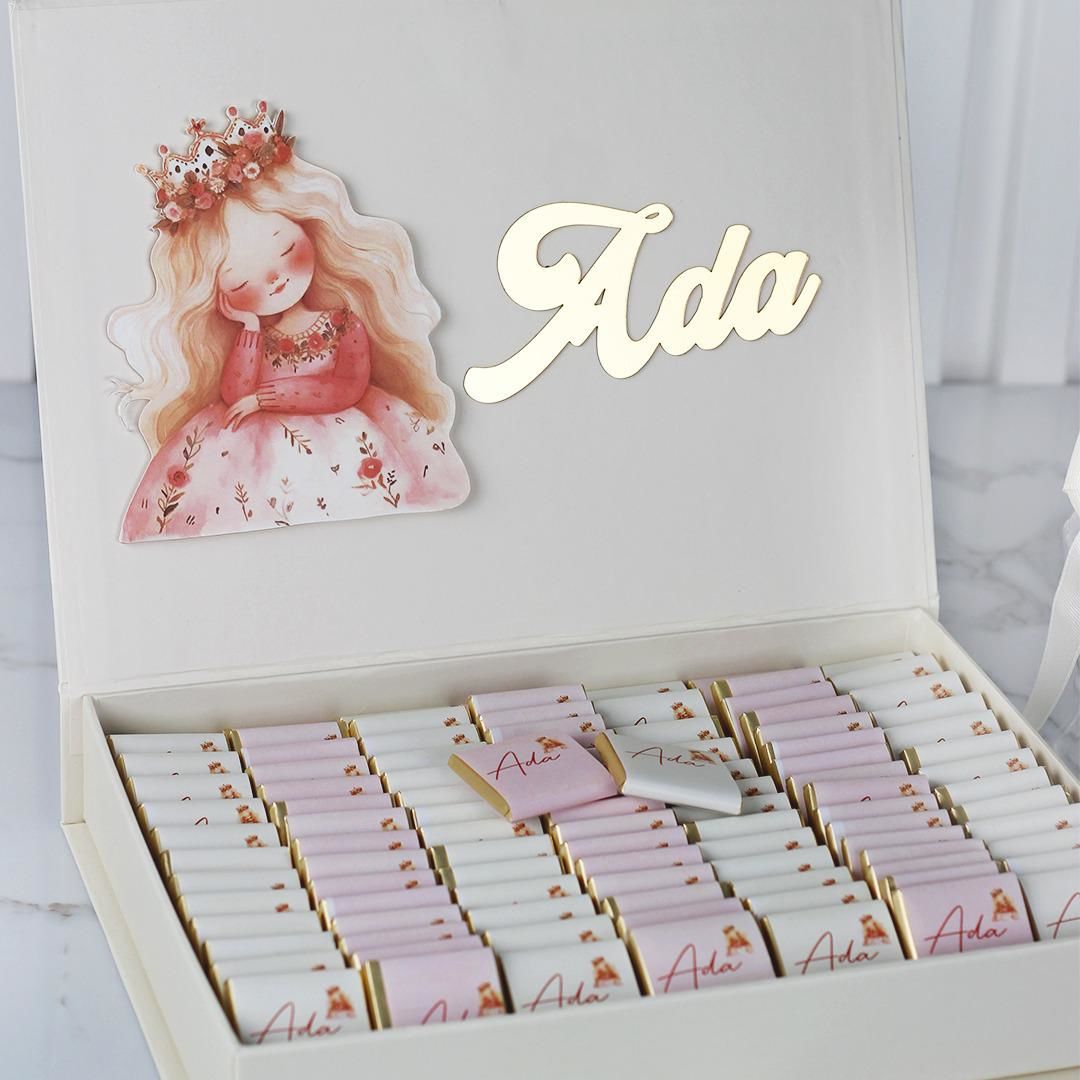 Melek Temalı Dikdörtgen Kutuda Kız Bebek Çikolatası