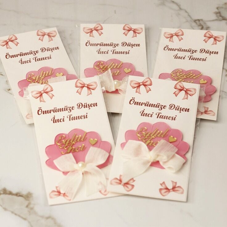 İnci Temalı Kartlı Kız Bebek Magneti